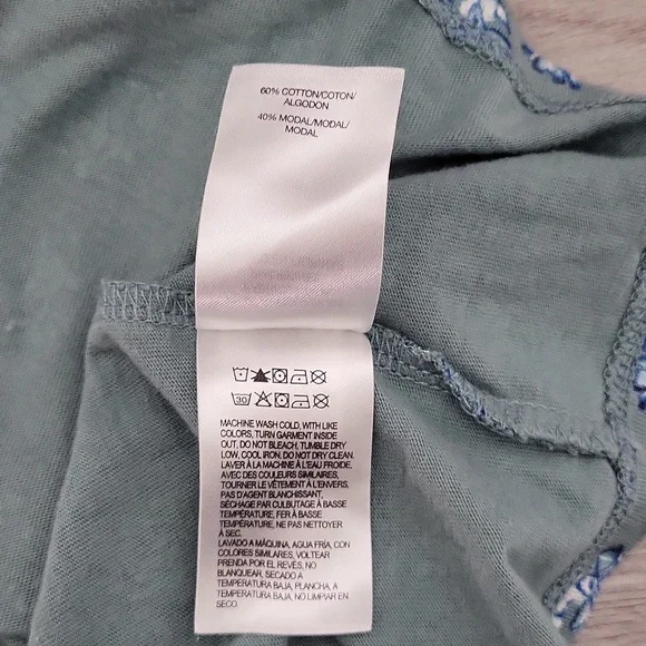 Lucky Brand Womens Large Square Neck Floral Blouse Cinched Cuffs Western - Picture 8 of 8